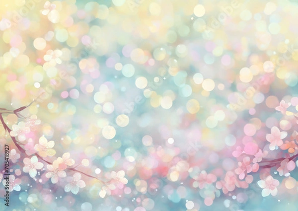 Obraz 桜が舞うキラキラしたイメージの背景・壁紙のイラスト素材