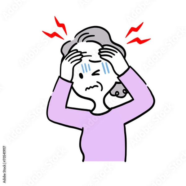 Obraz 頭痛に苦しんでいる高齢女性