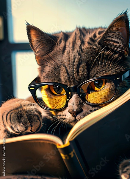 Obraz cat with book