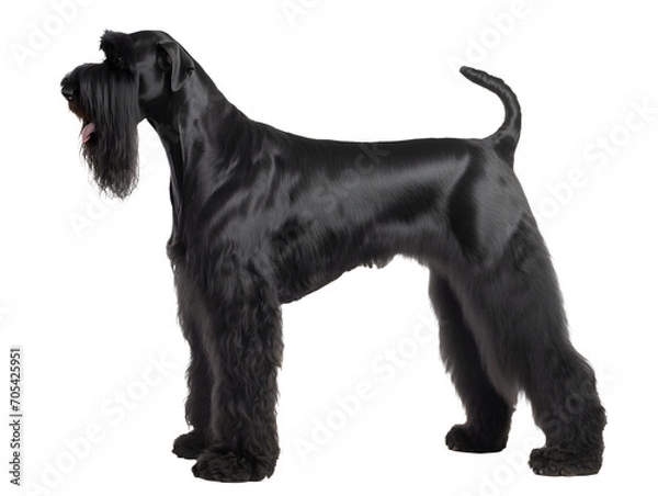 Fototapeta Giant Schnauzer Dog, Realistic, Side view, Standing, Full Body, Illustration, generative ai