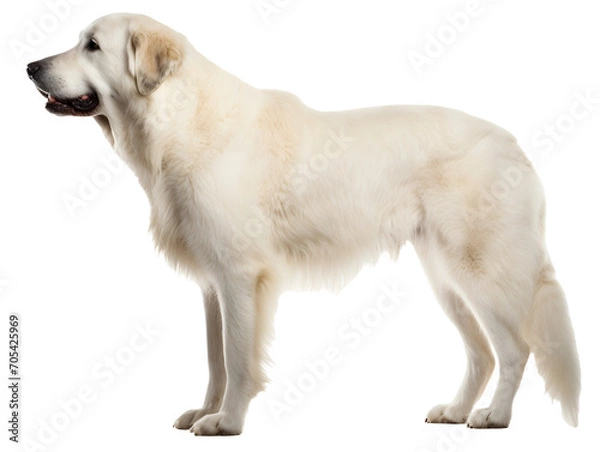 Fototapeta Great Pyranees Dog, Realistic, Side view, Standing, Full Body, Illustration, generative ai