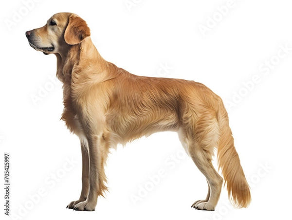 Fototapeta Golden Retriever Dog, Realistic, Side view, Standing, Full Body, Illustration, generative ai
