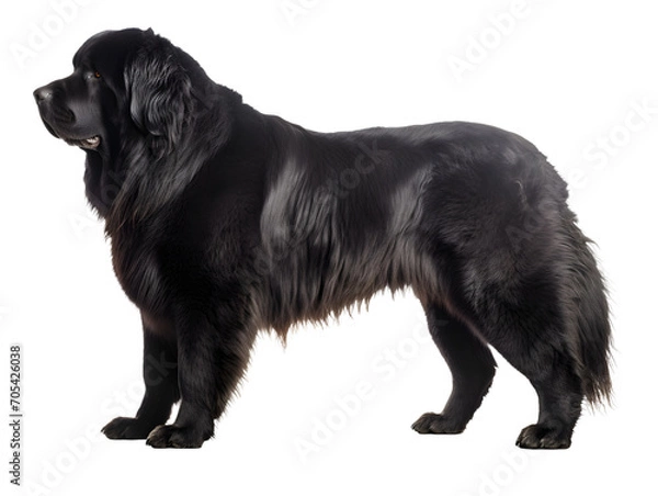 Fototapeta Newfoundland Dog, Realistic, Side view, Standing, Full Body, Illustration, generative ai