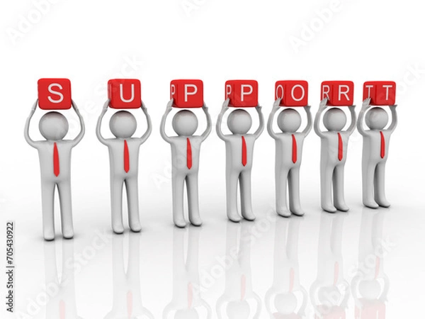 Fototapeta 3d illustration Business Network holding support cube
