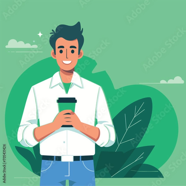 Obraz man with a coffee