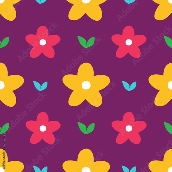 Fototapeta Colorful abstract floral pattern. Simple floral pattern vector.