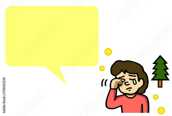 Fototapeta 花粉症　目のかゆみ　吹き出し　イラスト