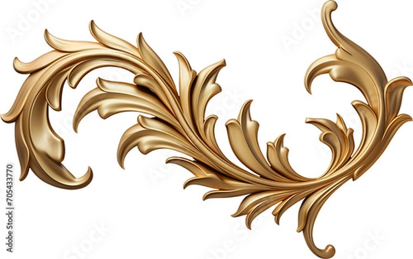Obraz Gold Acanthus isolated on transparent background. PNG