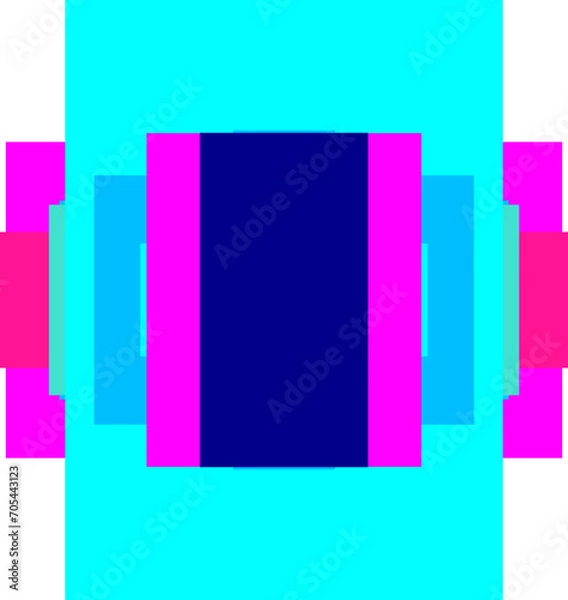Fototapeta An abstract retro transparent concentric block shape design element