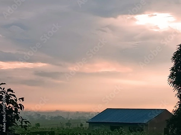 Obraz sunset in the village