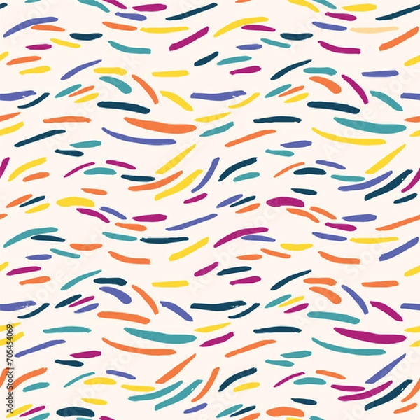 Fototapeta Seamless hand drawn pattern with color chaotic strokes