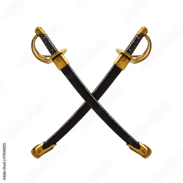 Fototapeta Ancient swords with case isolated on white background.