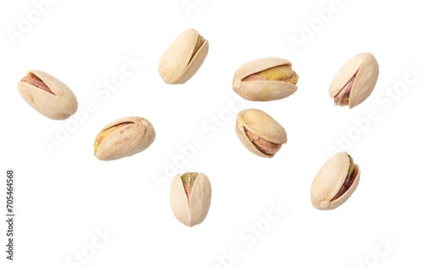 Fototapeta Fresh pistachios isolated on white background. Macro