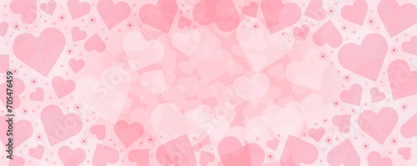 Obraz バレンタインに使えるピンクのハートのベクター背景画像