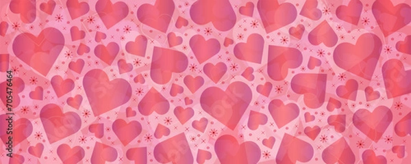Fototapeta バレンタインに使えるピンクのハートのベクター背景画像