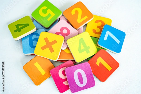 Fototapeta Math number colorful, education study mathematics learning teach concept.