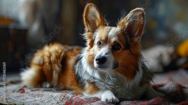 Obraz Welsh Corgi Cardigan Cute Fluffy Dog, Desktop Wallpaper Backgrounds, Background HD For Designer