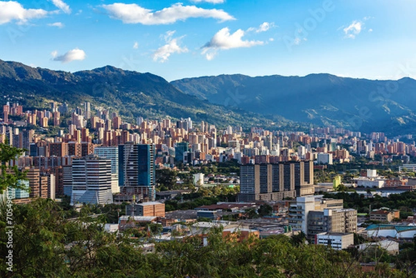 Obraz Cityscape view of Medellin, second-largest city in Colombia after Bogota. Capital of the Colombian department of Antioquia. Colombia
