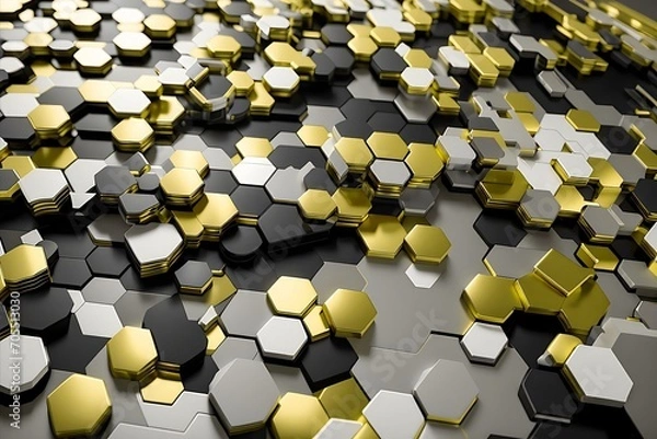 Fototapeta A group of hexagons on a surface