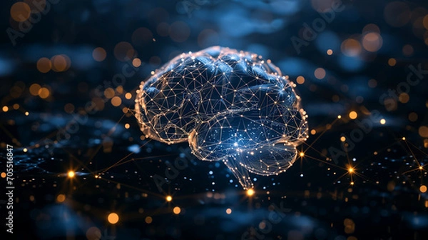 Obraz Computer Generated Image of a Human Brain Revealing Intricate Neural Network Connections