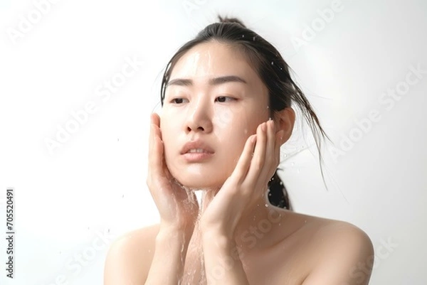 Obraz 洗顔をする女性