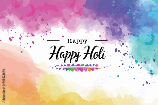 Fototapeta happy holi festival of colors with color background design vector, holi banner design with texts