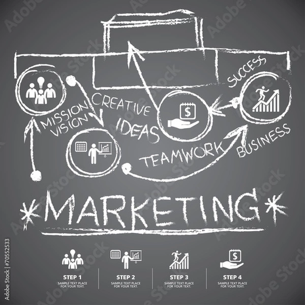 Obraz info graphic Template hand drawn elements on blackboard