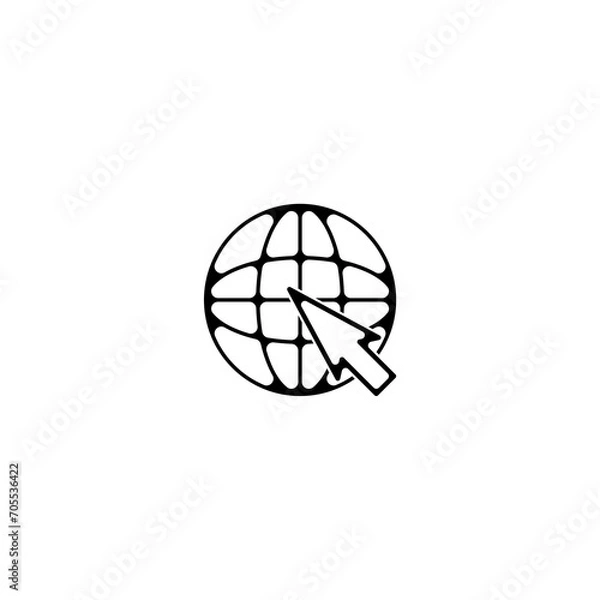 Obraz Click to go to online website or internet icon isolated on white background