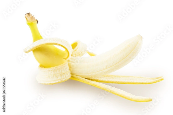 Fototapeta Half peeled banana