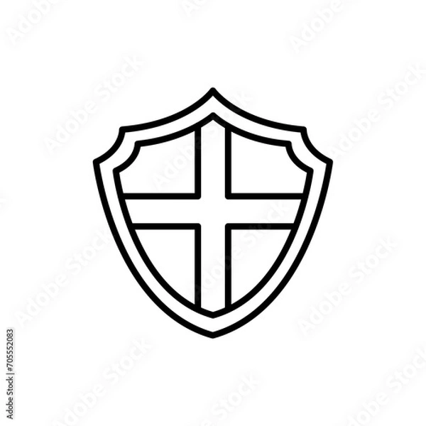 Fototapeta Iron shield outline icons, minimalist vector illustration ,simple transparent graphic element .Isolated on white background