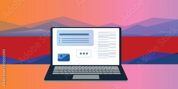 Fototapeta Background. Concept of social networks, freelance. New generation. Digital nomad. Vector illustration. 