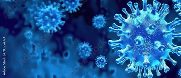 Obraz A virus on a blue background. Virus protection