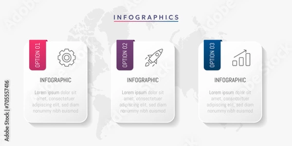 Fototapeta Business infographic vector illustration 3 steps or options with icons
