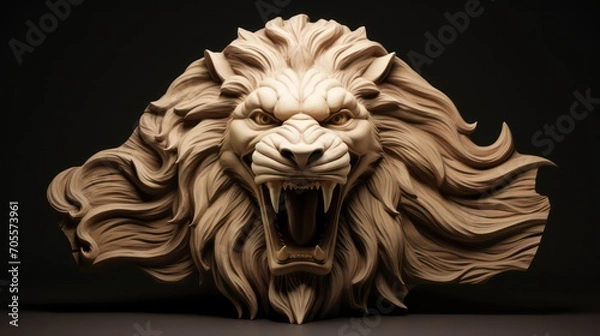 Fototapeta lion head on a black background