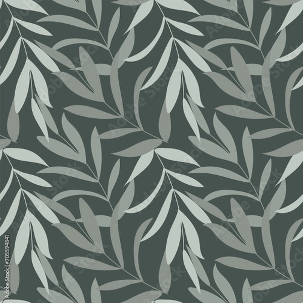 Fototapeta Seamless pattern of delicate leaves in pastel colors. Textile, decor for pastel linen, print, vector