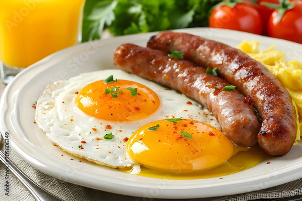 Fototapeta sausages with mashed potatoes