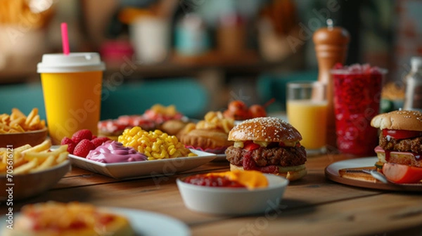 Obraz Junk food set past on the table