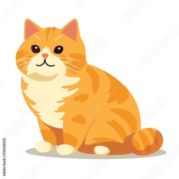 Fototapeta An orange tabby cat is sitting and looking forward in a vector illustration.