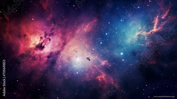 Fototapeta A Colorful Cosmic Nebula Parallax Photography