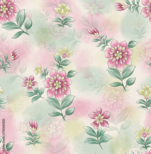 Obraz flower and Colorfull Flowers background watercolor Textile Design - illustration