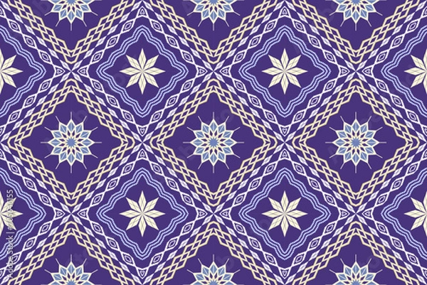 Fototapeta Ethnic Figure aztec embroidery style. Geometric ikat oriental traditional art pattern.Design for ethnic background,wallpaper,fashion,clothing,wrapping,fabric,element,sarong,graphic,vector illustration