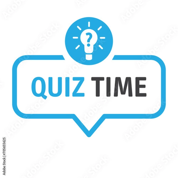 Obraz quiz time. Vector illustration - Text in speech bubble with bulb and interrogation mark - vector illustration