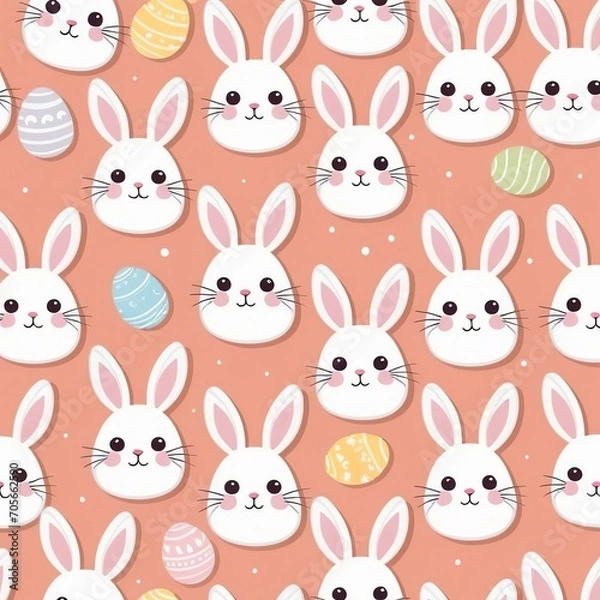 Fototapeta Easter Seamless Pattern: High-Quality Vector Art with Rabbits