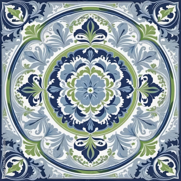 Fototapeta Mediterranean ceramic tile patterns, Portuguese (Arabic) tile patterns, ceramic tile patterns for kitchen, bathroom,