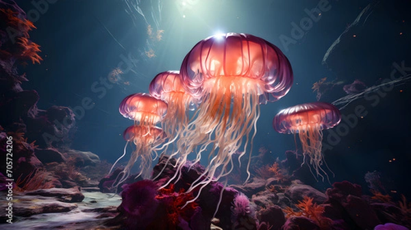 Obraz pink jellyfish in the ocean