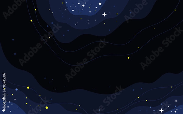 Obraz Vector space background . Cute flat style template with Stars in Outer space