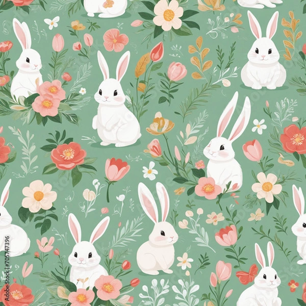 Obraz Rabbit-themed seamless design