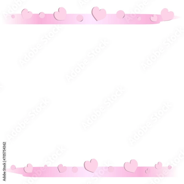 Obraz ハートと丸形のストロベリーチョコとリボンのシンプルなフレーム