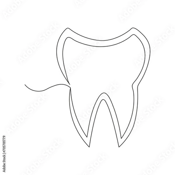 Fototapeta Continuous one line teeth drawing art design