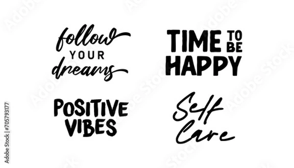 Fototapeta Motivational quotes bundle. Inspiration and good vibes set of typographic designs.
